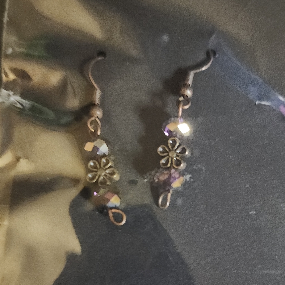 Elegant Gold and Silver Flower Drop Earrings